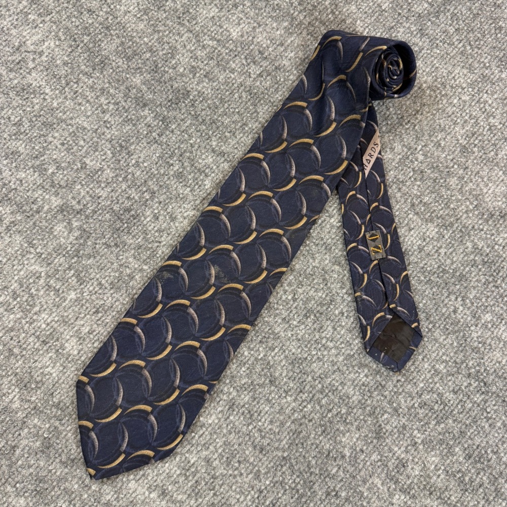 J.Z. Richards Nordstrom Geometric Silk Blue Gold Necktie Business Professional